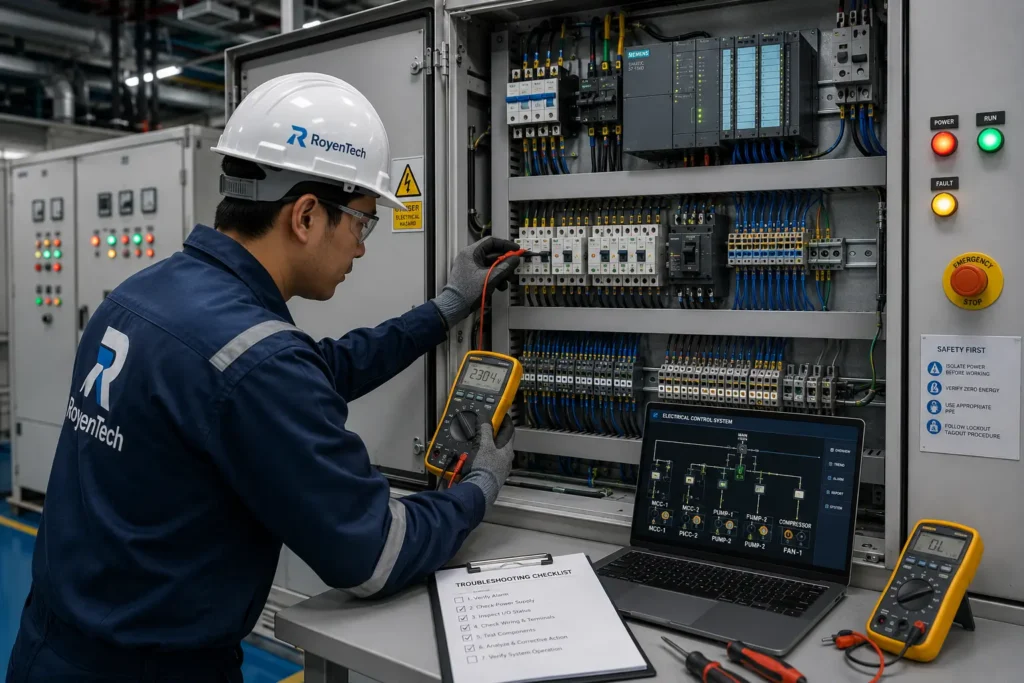 Engineer troubleshooting panel