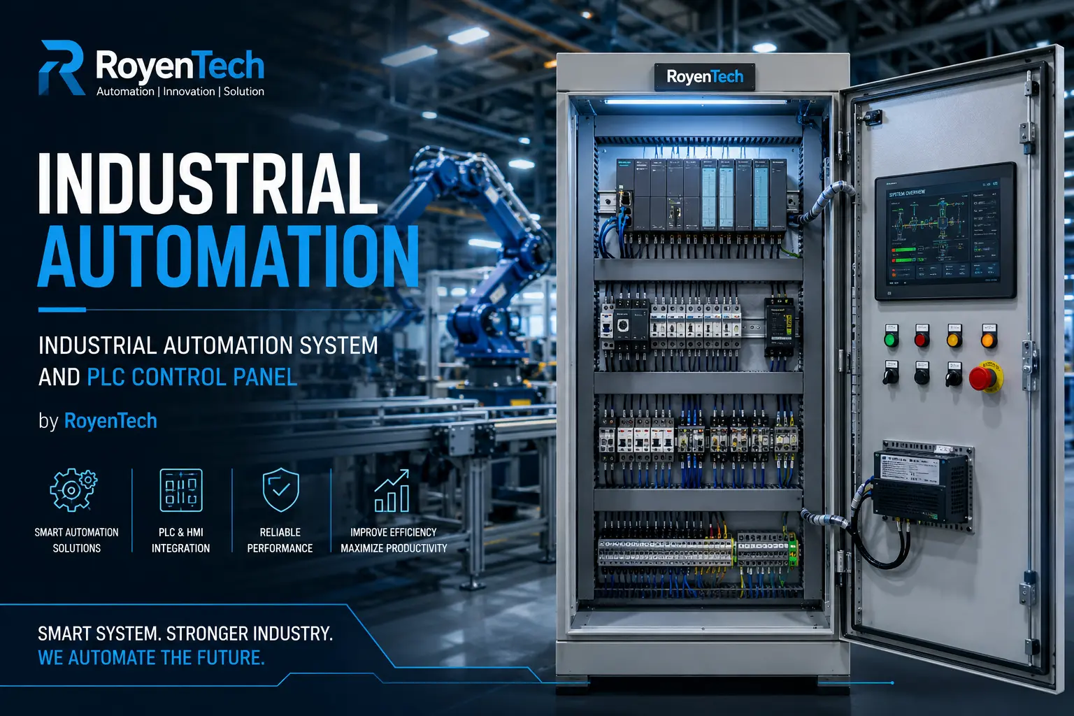 Industrial automation system and PLC control panel by RoyenTech