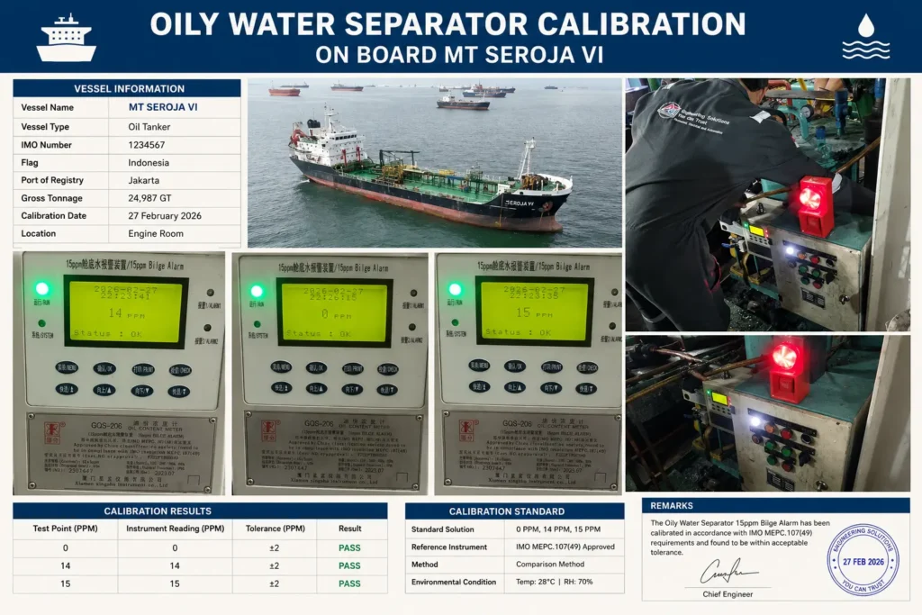 Oily Water Separator Calibration di Kapal Seroja VI