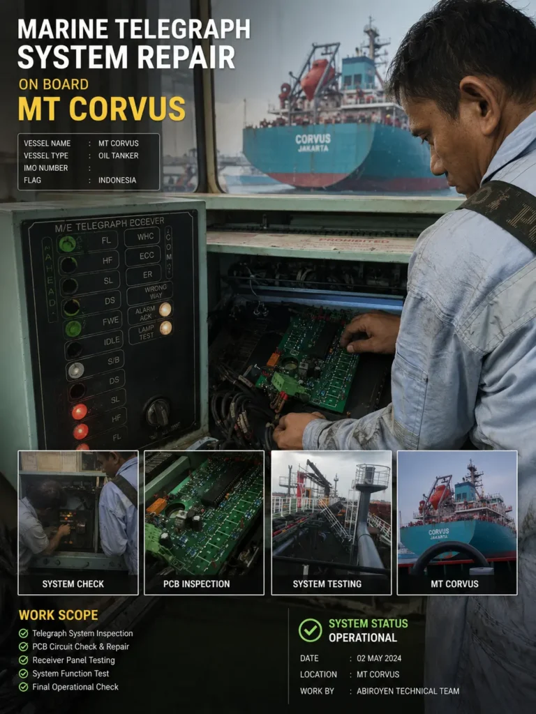 Telegraph System Repair and Replacement di Kapal MT Corvus – PT Usda Serja Jaya