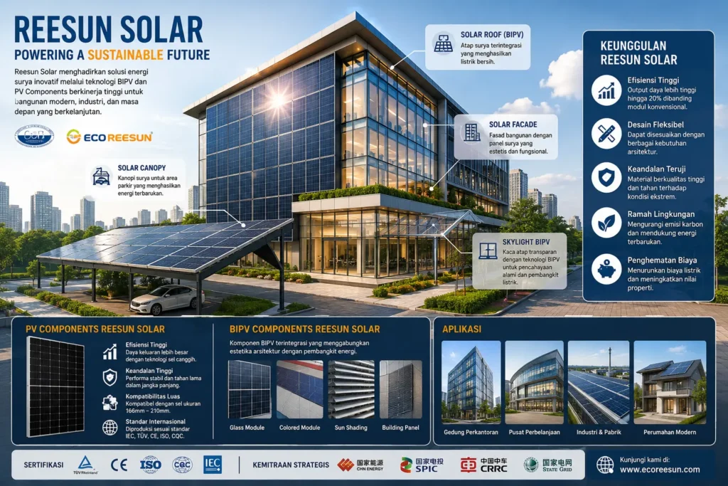 Reesun Solar BIPV Building Integrated Photovoltaic untuk gedung modern dan energi surya berkelanjutan
